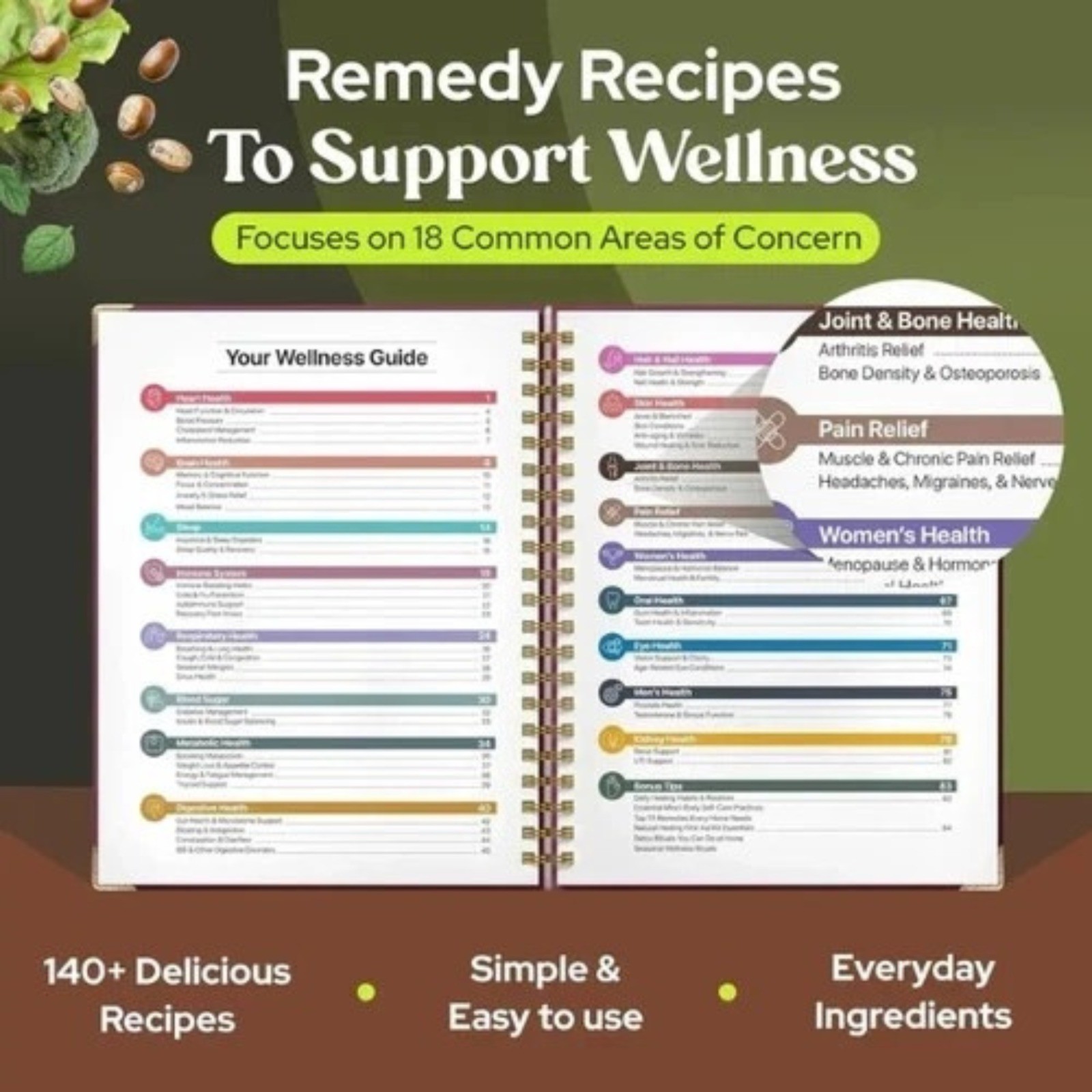 The Natural Healing Handbook, Spiral-Bound Guide for Herbal Remedies and Natural