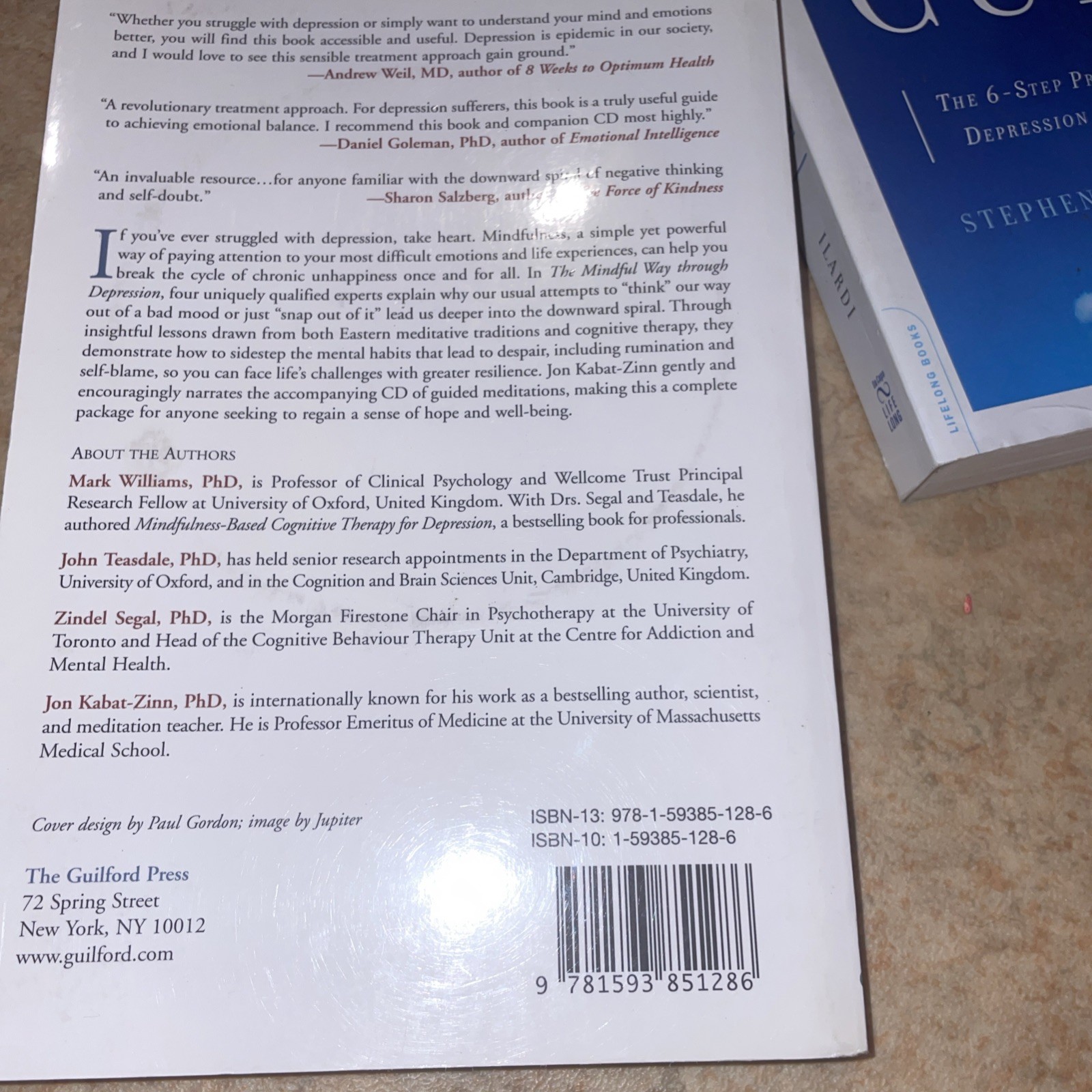 2 BOOK LOT The Mindful Way Through Depression Cure ILARDI Jon Kabat-zinn
