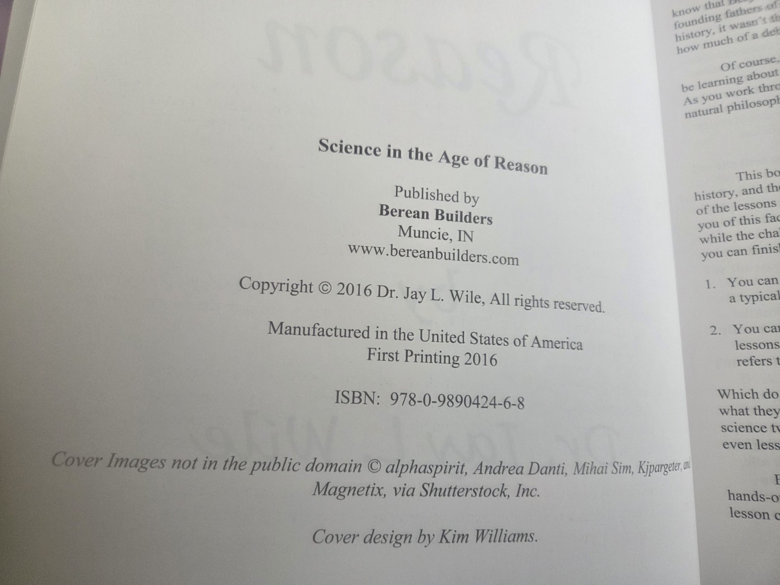 Berean – Science in the Age of Reason – Textbook Dr. Jay Wile EXCELLENT