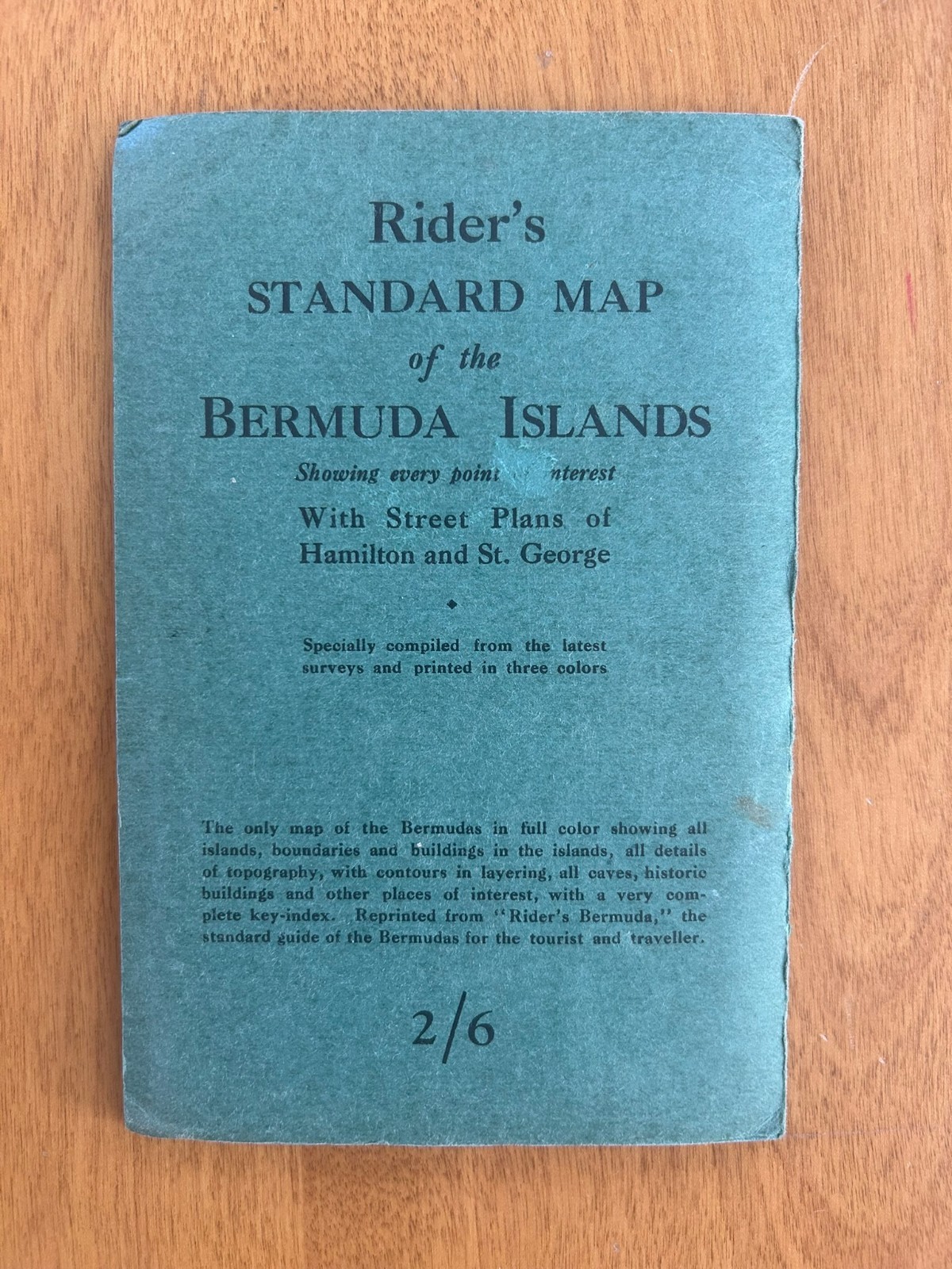 Vintage 1922 Rider’s Standard Map of the Bermuda Islands w/ Fold Out Map