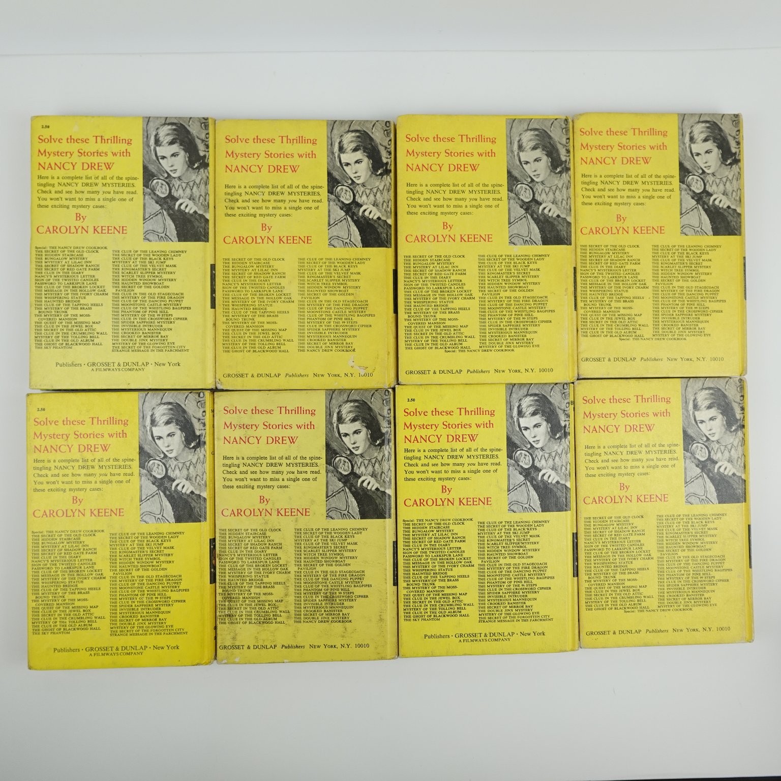 Nancy Drew Mystery Stories Lot 8 Books Carolyn Keene Vintage Grosset & Dunlap