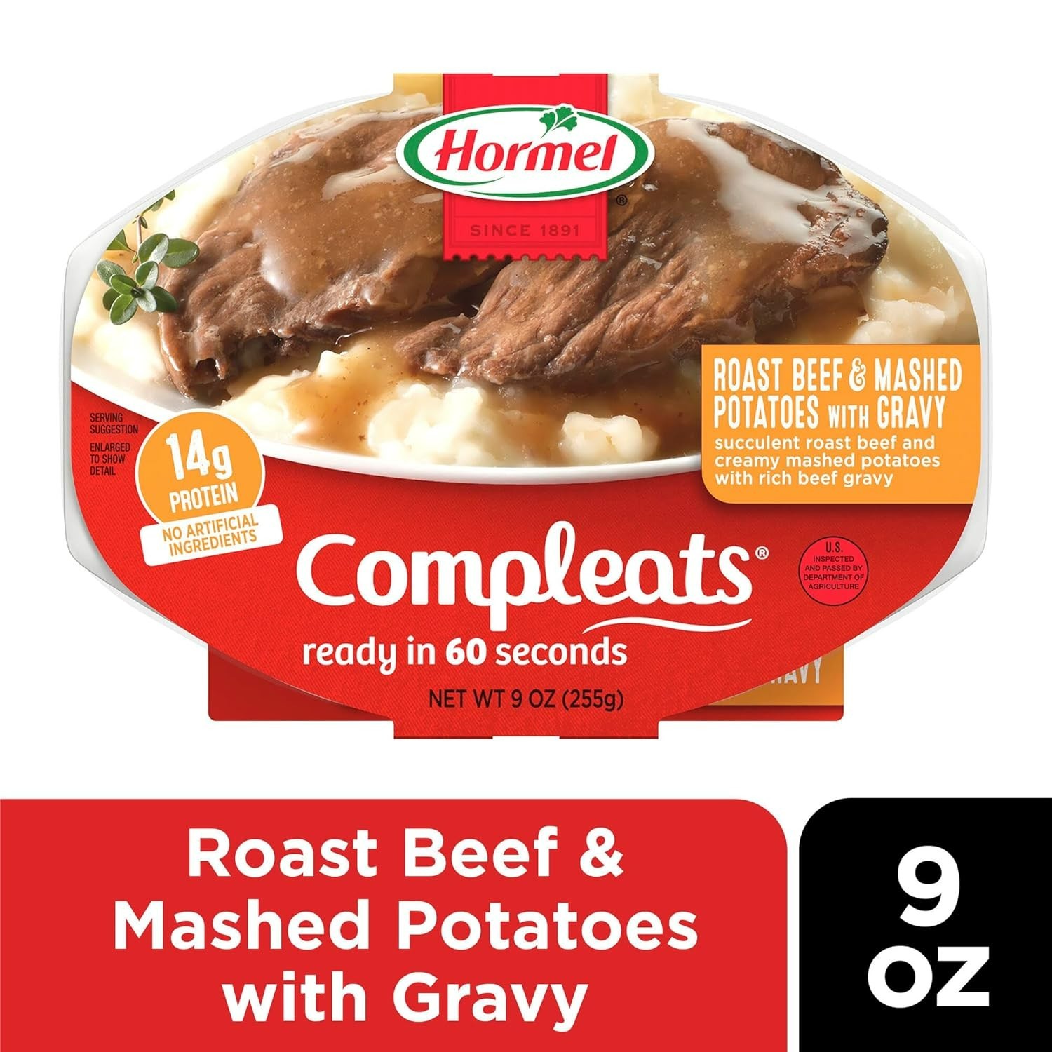 Hearty Microwave Roast Beef & Mashed Potatoes with Gravy – 9 oz. Trays, 6 Pack