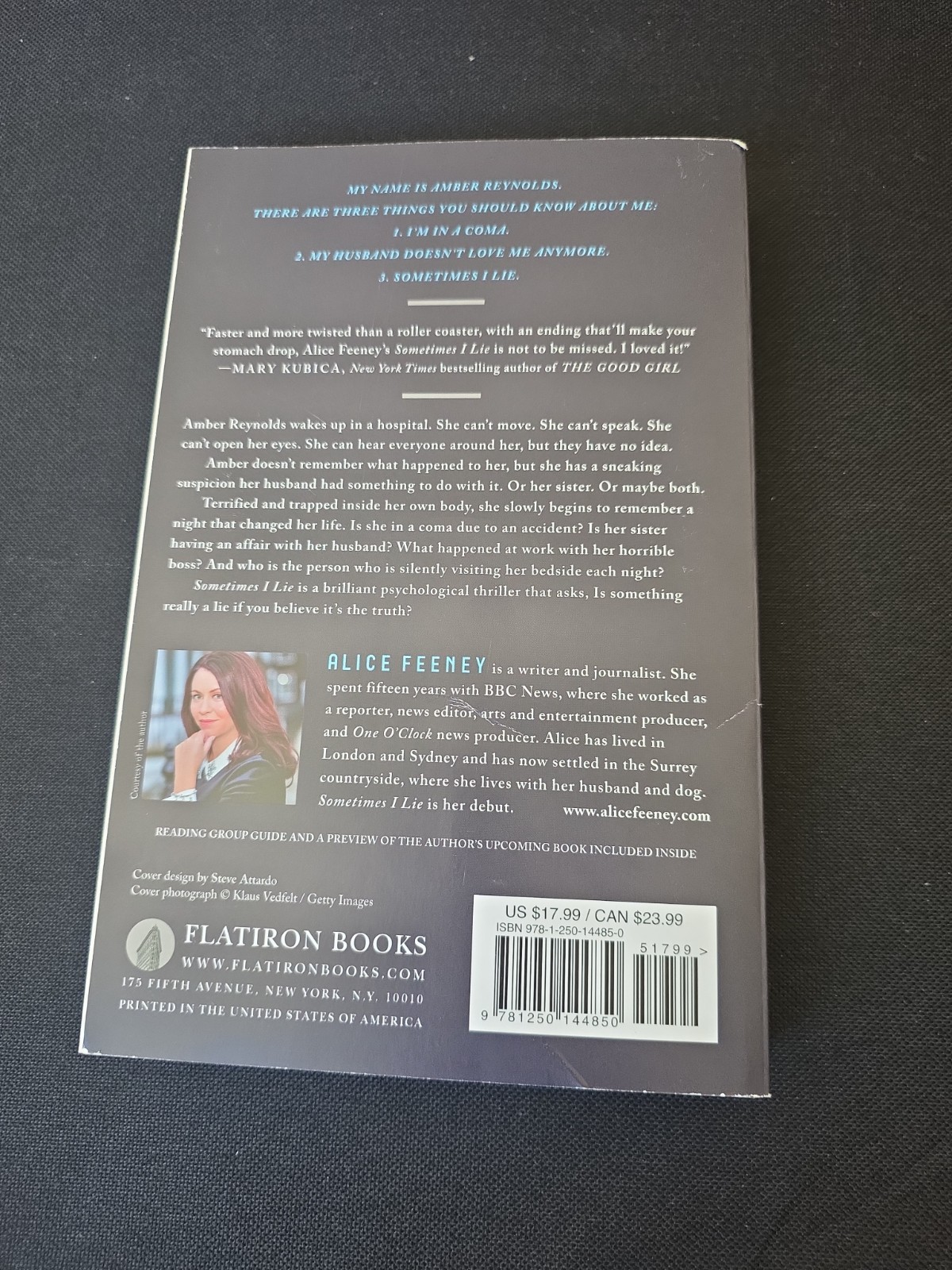 Sometimes I Lie by Alice Feeney Hardcover Psychological Thriller Novel English