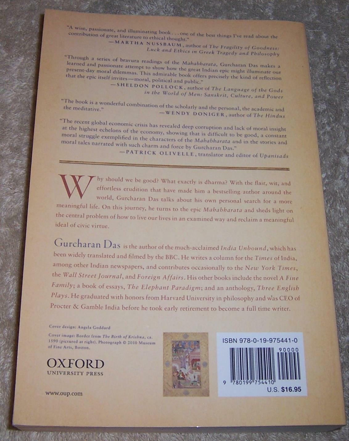 The Difficulty of Being Good: On the Subtle Art of Dharma Gurcharan Das pb