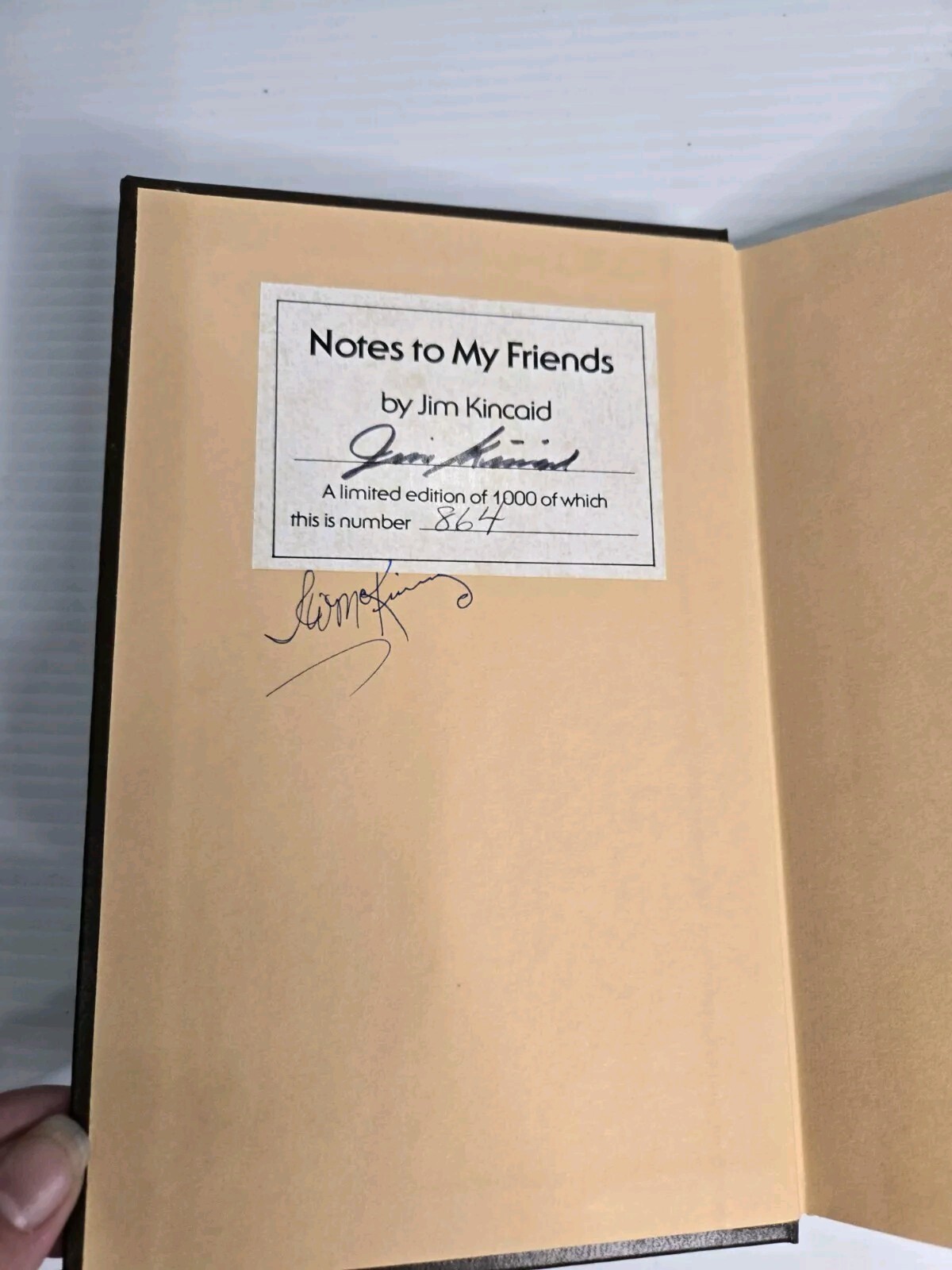Jim Kincaid Notes To My Friends Signed 864/1000 First Edition 1982