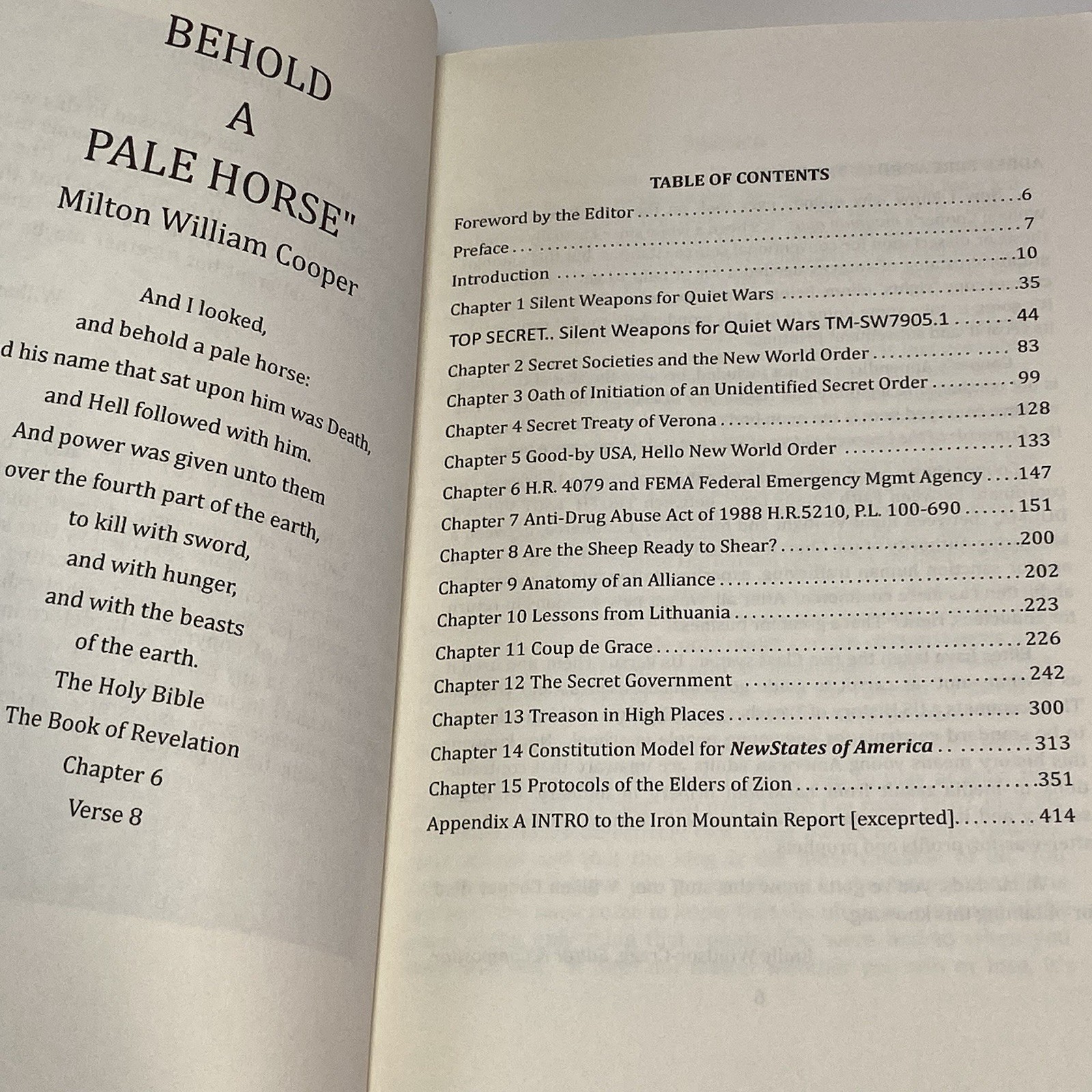 Behold! a Pale Horse by Milton Cooper (Trade Paperback) Re-Composed Printing