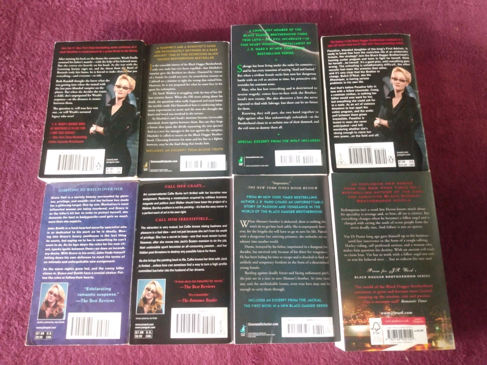 17 J R WARD NOVELS BLACK DAGGER BROTHERHOOD 1-8 + 4 MORE + GUIDE +4 GOOD-VG CON