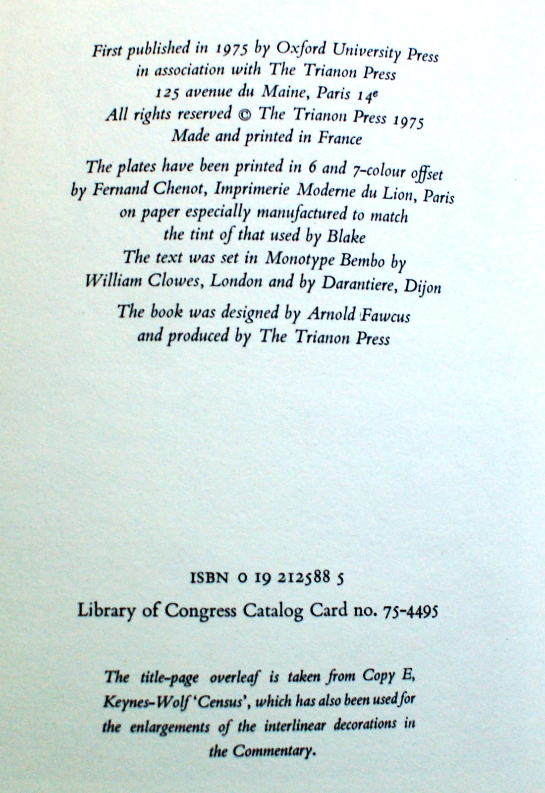 THE MARRIAGE OF HEAVEN AND HELL Blake & Keynes 1st HC DJ [364]