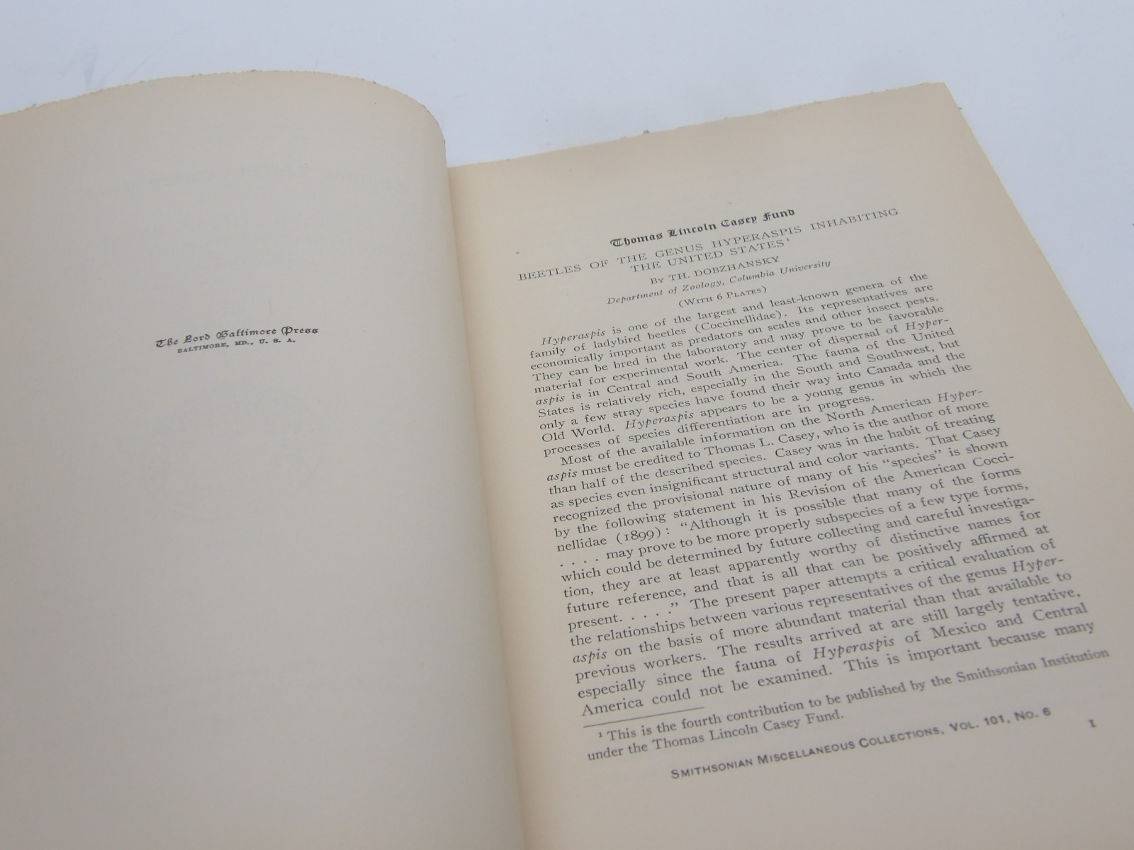 Smithsonian Miscellaneous Collections Vol 101 #6 Beetles Inhabiting US Book 1941