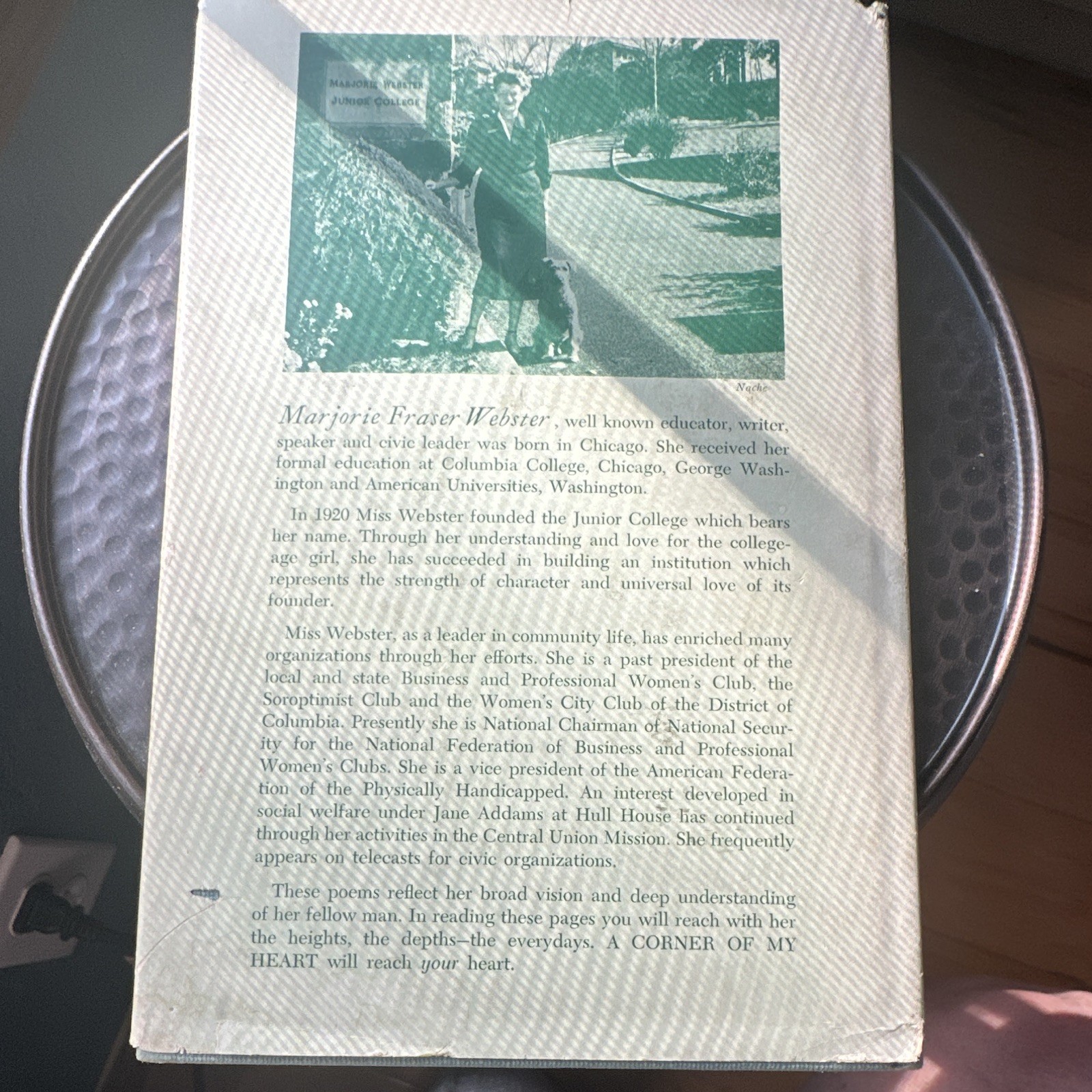 SIGNED 1953 First Edition A Corner of My Heart Marjorie Fraser Webster Poetry DJ
