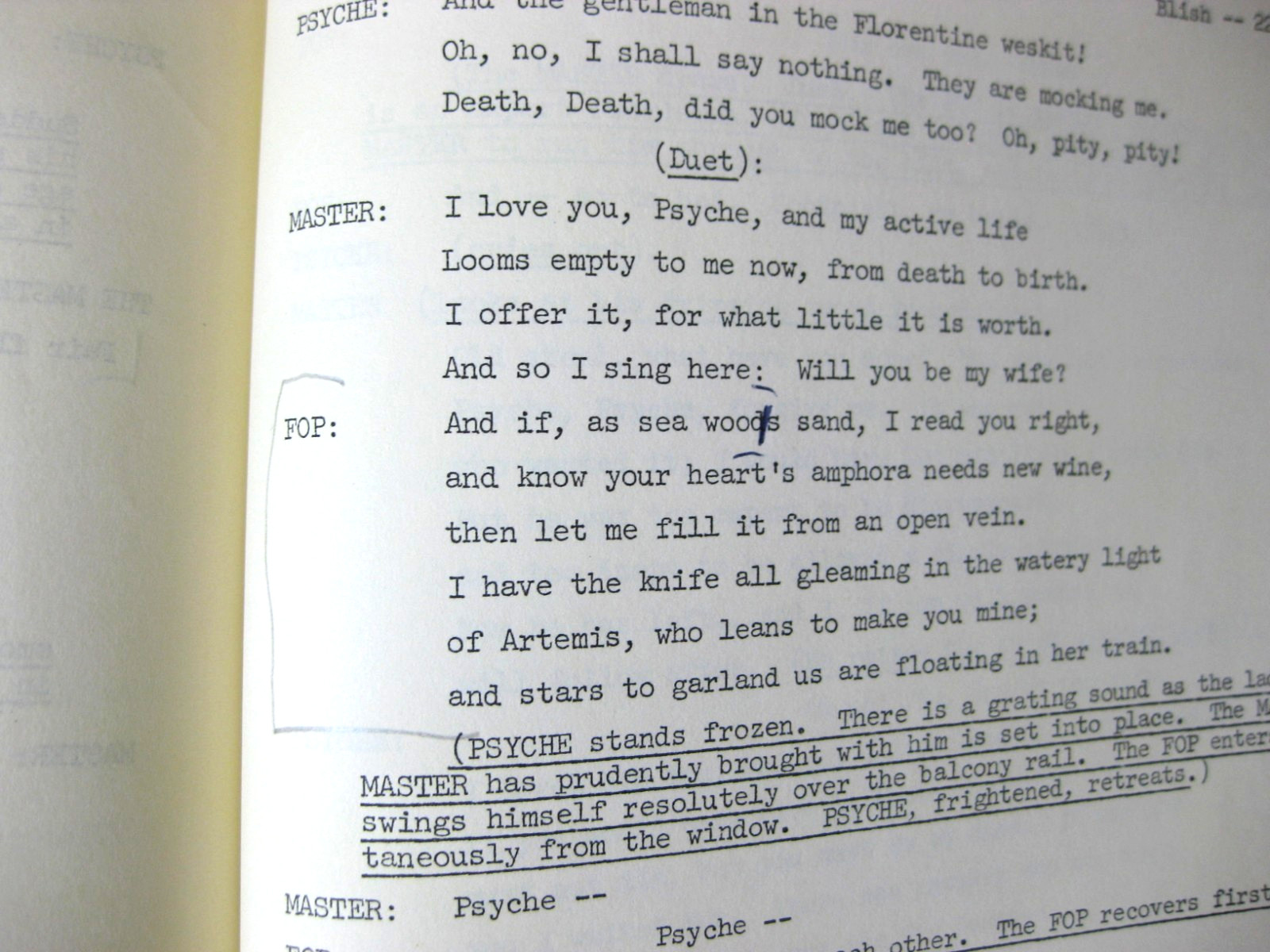 Eros and Psyche by James Blish 30 Pages — Typewritten Play Format