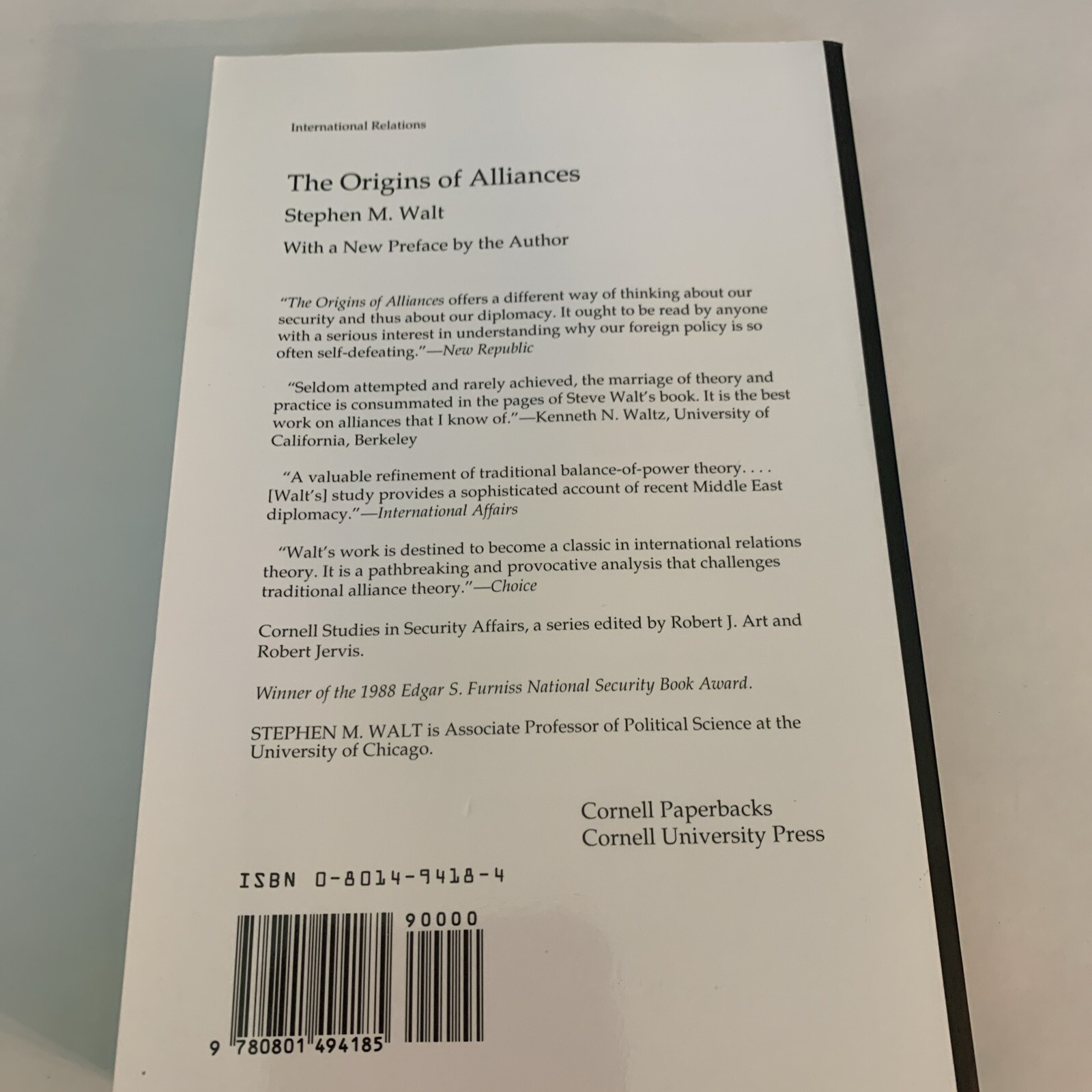 The Origins of Alliances (Cornell Studies in Security Affairs) by Stephen Walt