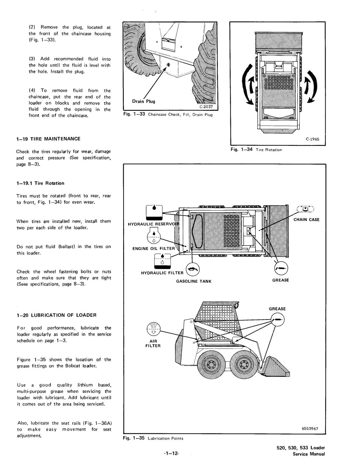 BOBCAT 520 530 533 Service Manual – SECURED – FRONT & BACK – XL FOLDOUT PAGES