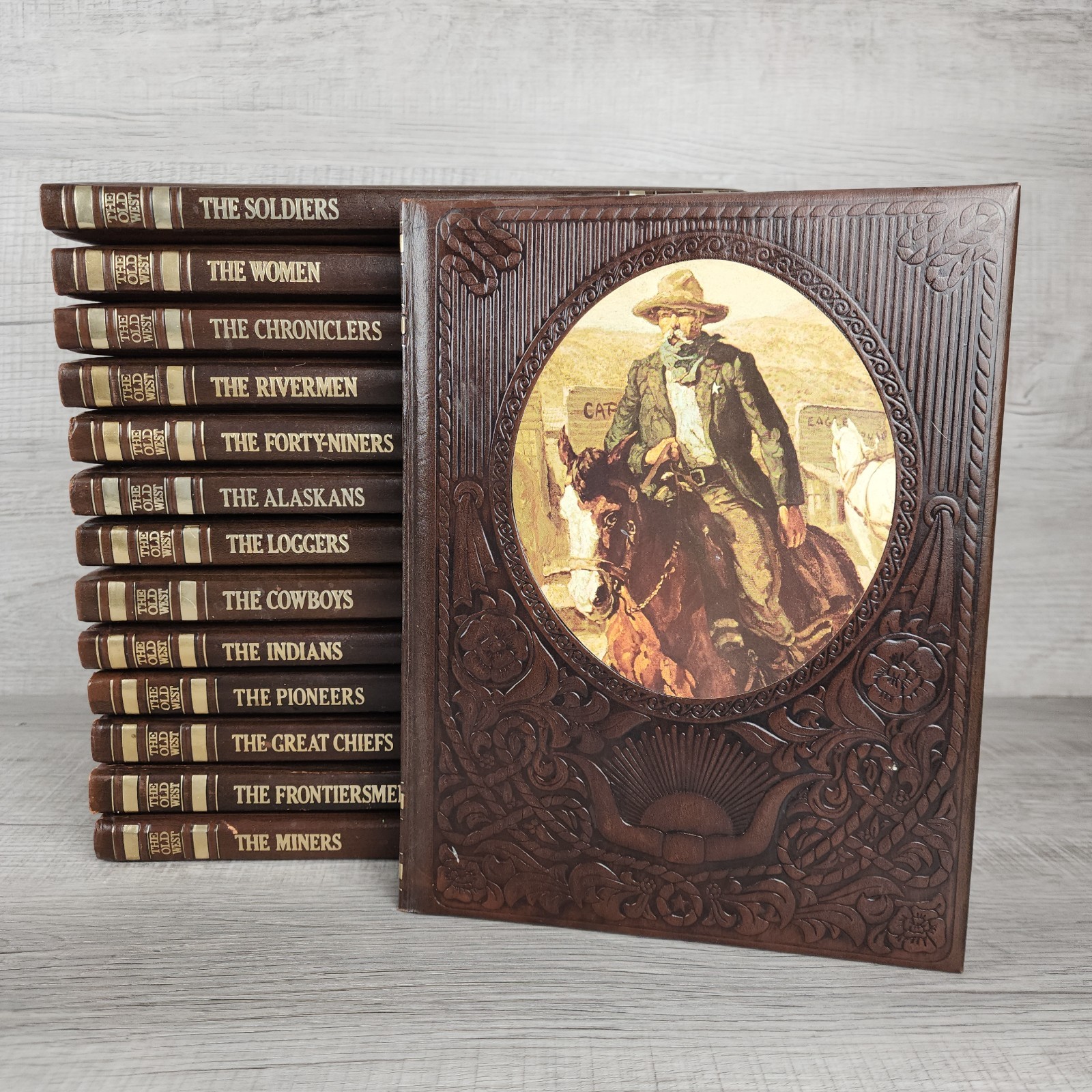 Lot of 14 Time Life Books The Old West Series Hardcover Brown Faux Leather