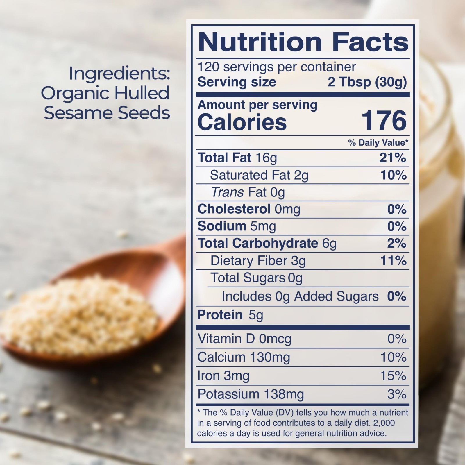 Organic Sesame Tahini – USDA Certified, Non-GMO, Kosher – 8 Lb Pack