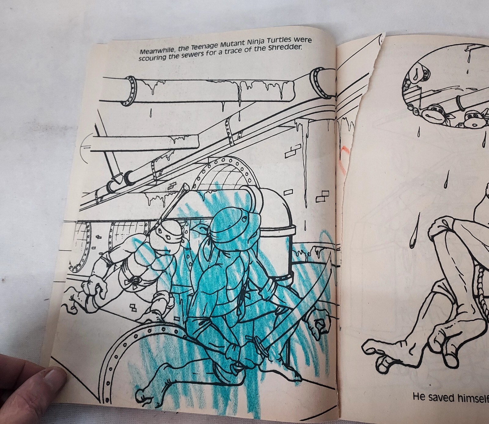 1988 TEENAGE MUTANT NINJA TURTLES Adventures to Color Coloring Book 3 Used Pages