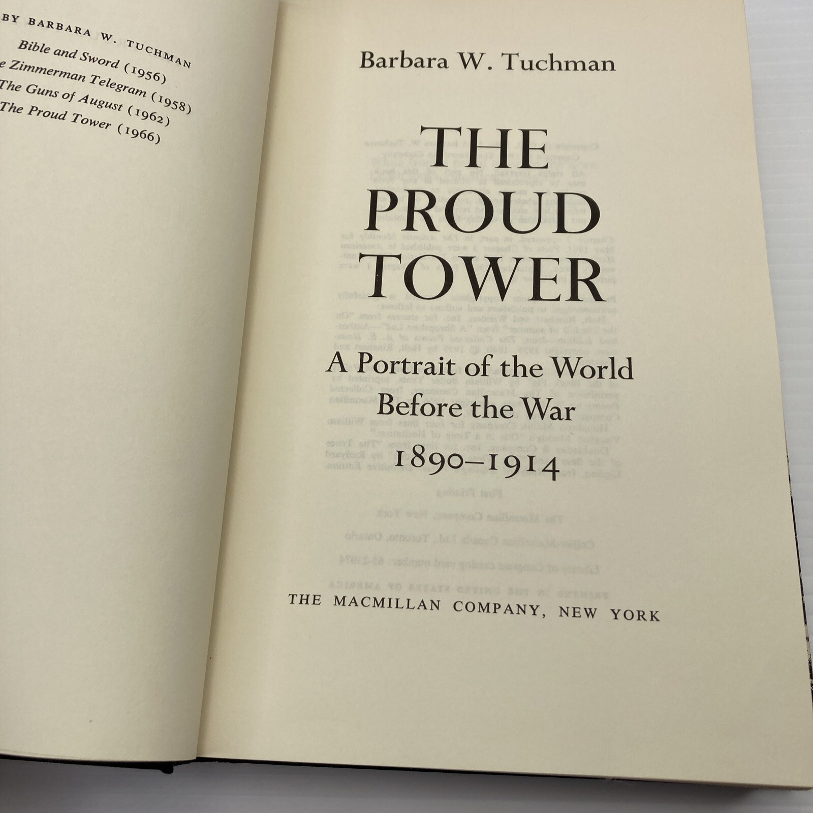 Barbara W. Tuchman The Proud Tower Hardcover 1966 Book of the Month Club