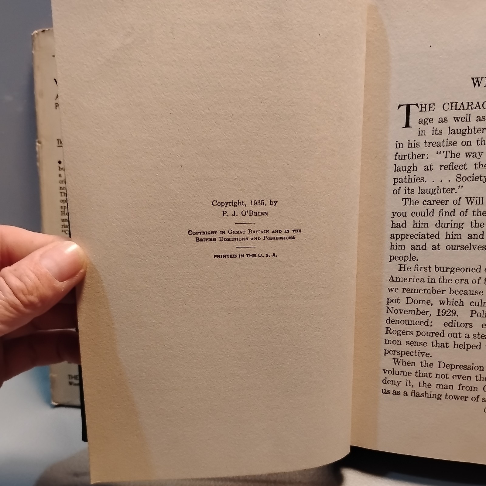 WILL ROGERS: „Ambassador of Good Will .. “ HC 1935 by P.J. O’BRIEN – scarce DJ