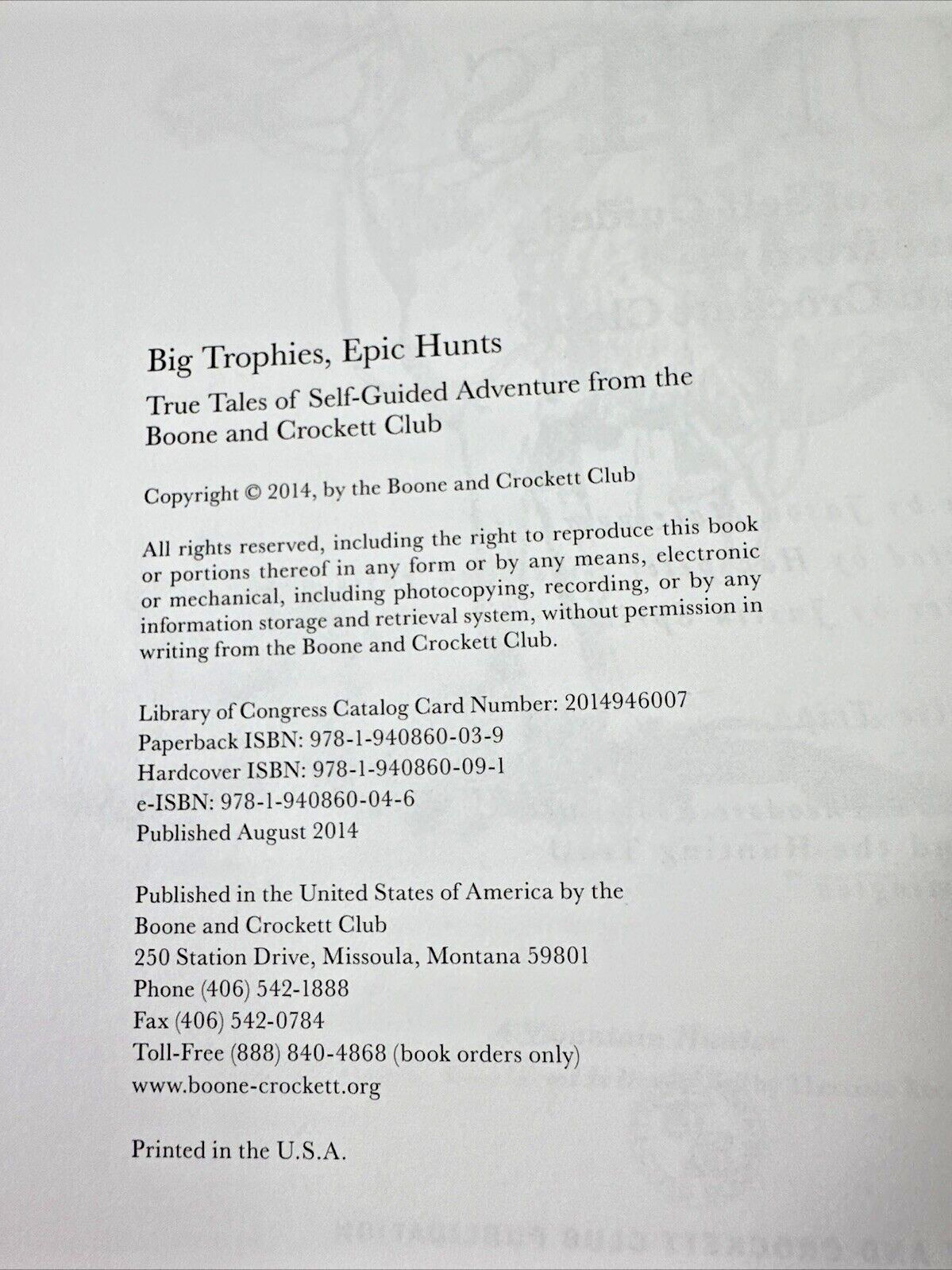 Big Trophies Epic Hunts True Tales of Self-Guided Adventure Boone & Crockett
