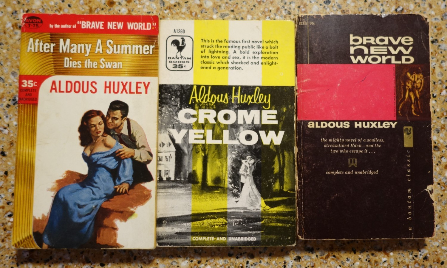 ALDOUS HUXLEY – 3 VINTAGE PAPERBACK- After Summer BRAVE NEW WORLD Crome Yellow
