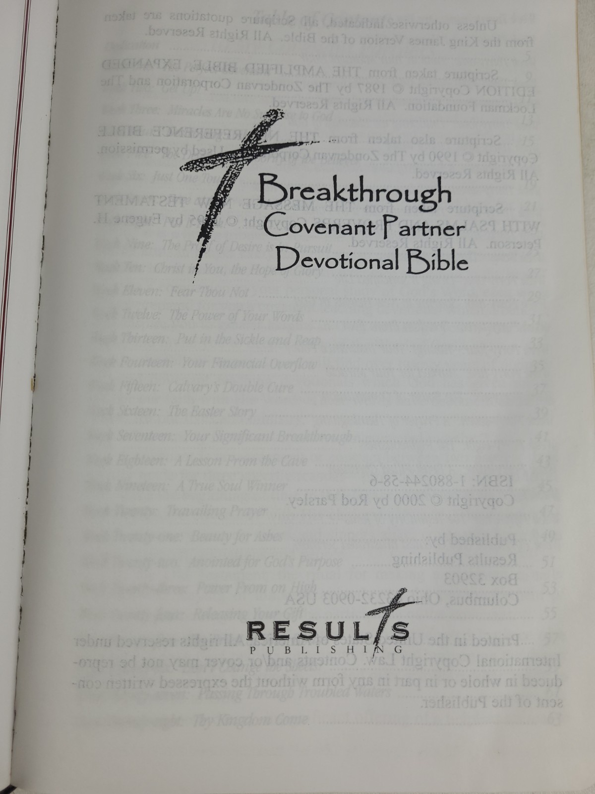 Breakthrough Miracle Bible KJV King James Version Spiritual Rod Parsley 2000