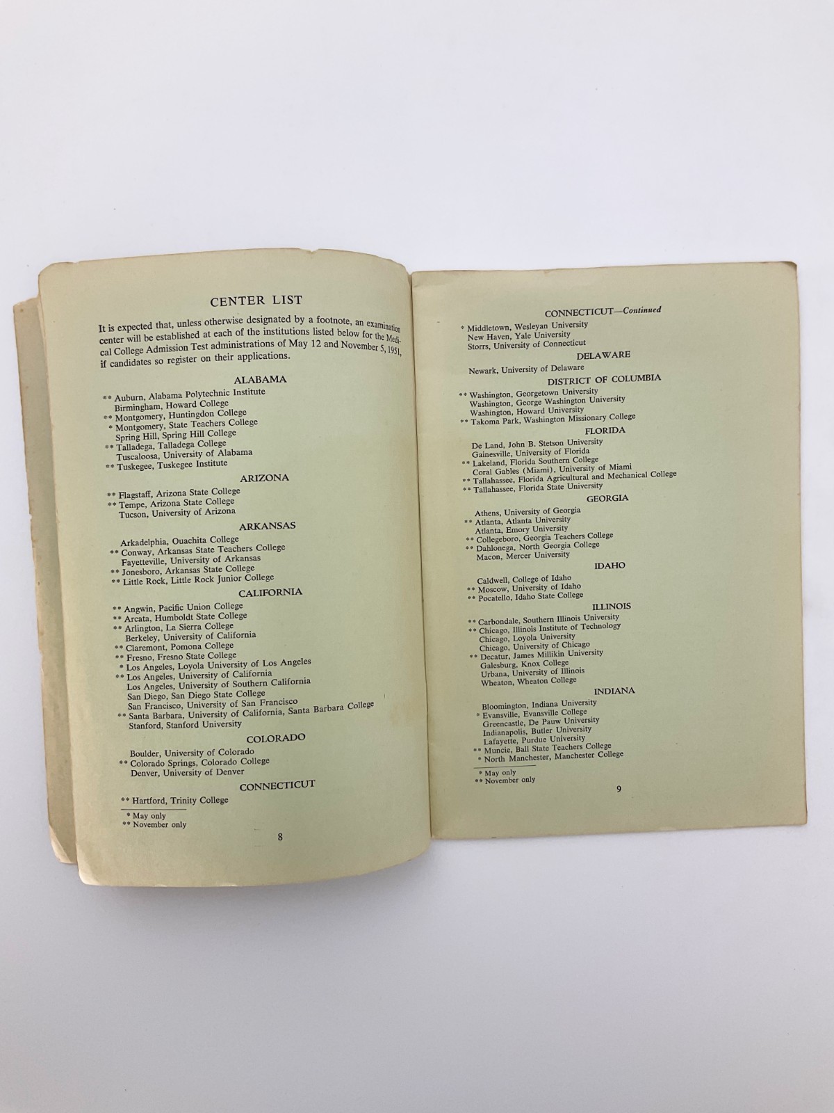 Medical College Admission Test Bulletin of Information 1951 Educational Testing