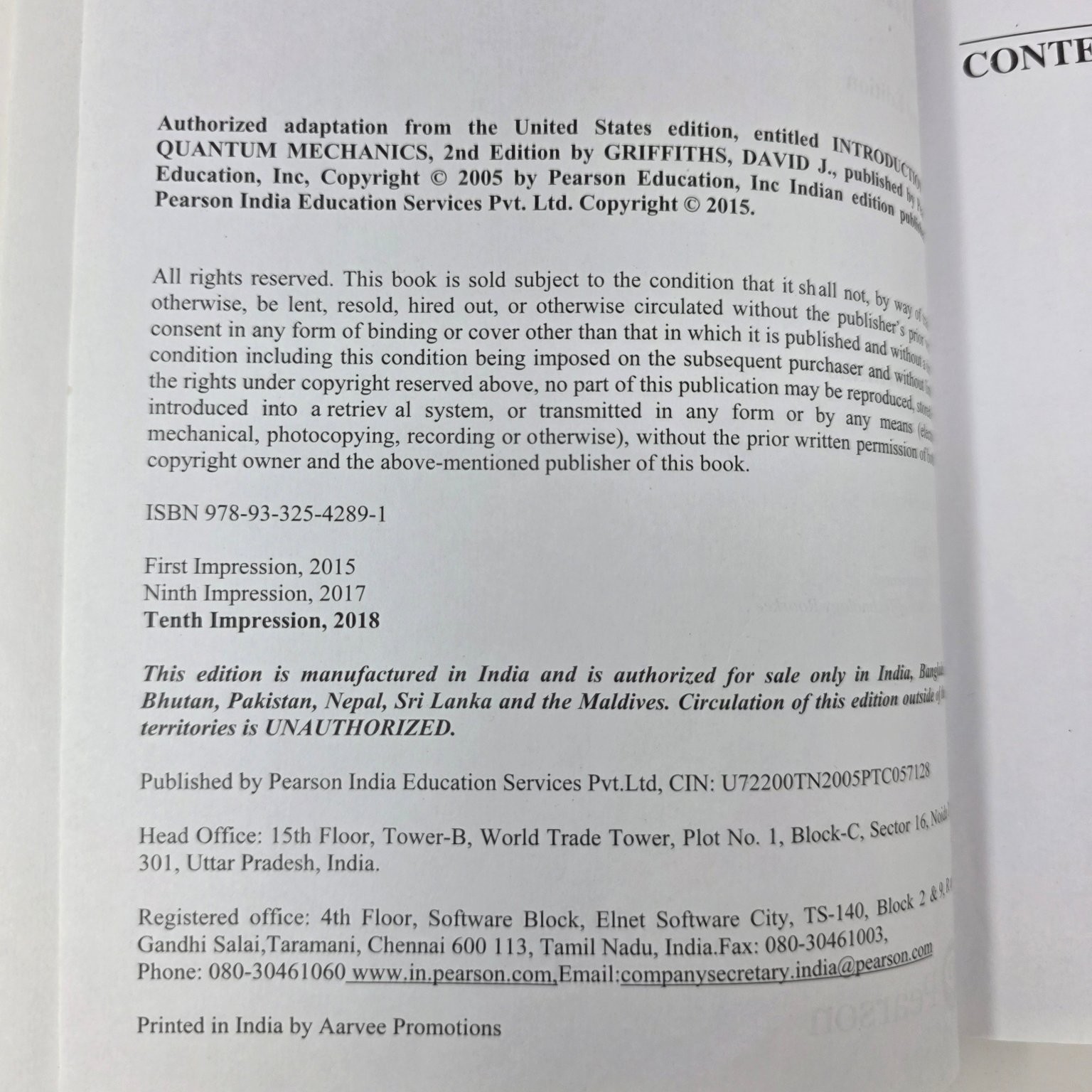 Introduction to Quantum Mechanics Griffiths 2018 Second Edition Physics Pearson