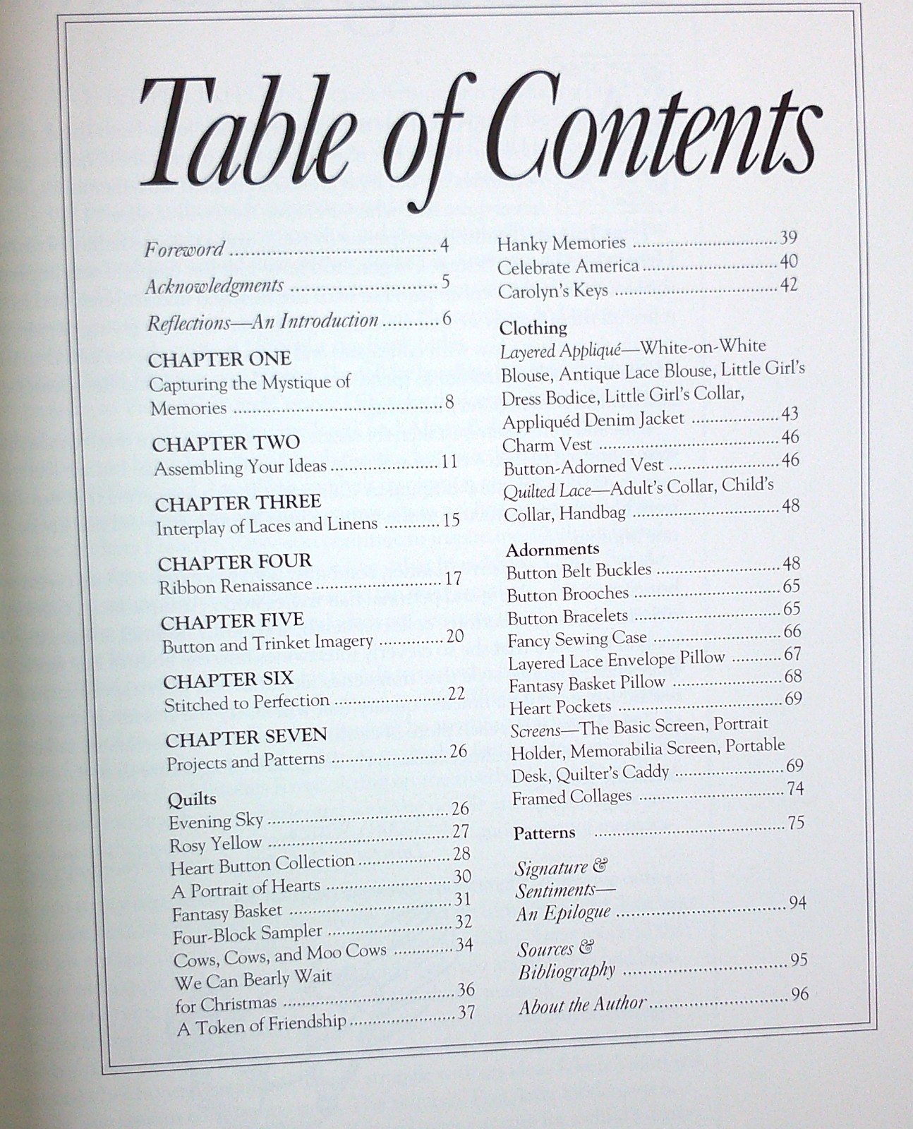 Memorabilia Quilting Quilts Clothing Adornments Jean Wells Pattern Book