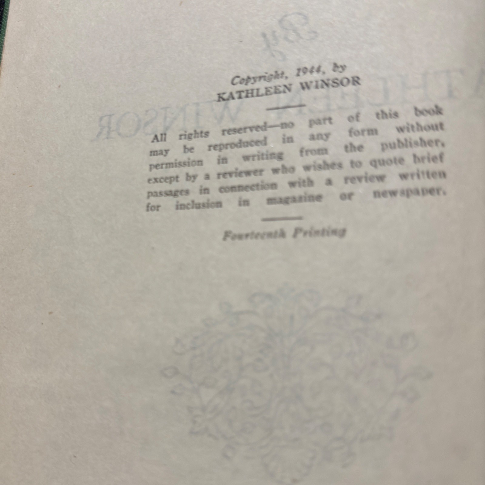 Forever Amber Kathleen Winsor 1945 The Macmillan Company Hardcover Green