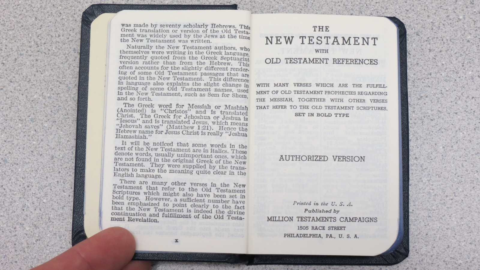 New Testament – Old Testament Prophecy Edition – hardcover – Very nice