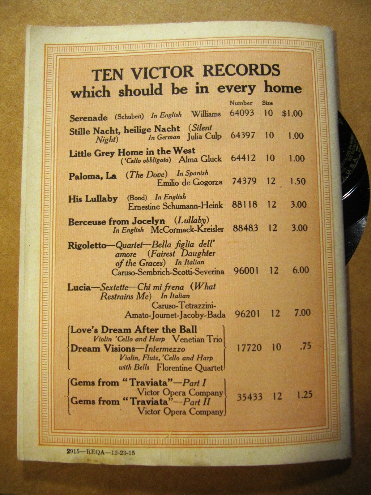 W War I VICTOR IN THE TRENCHES New RECORDS Feb 1916 Supplement Victrola CATALOG