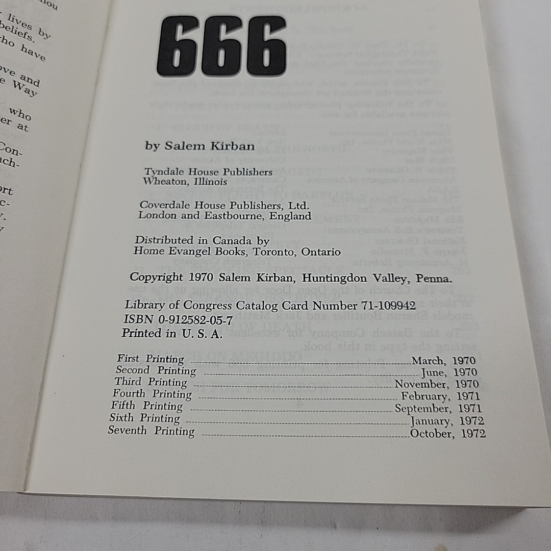 666 Salem Kirban 1970 Tribulation Period Antichrist Christian Eschatology PB VTG