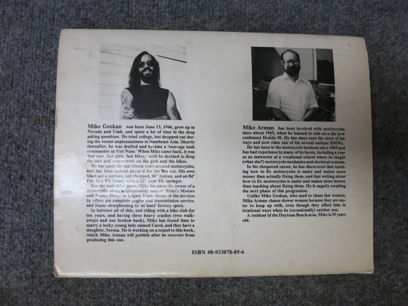 CUSTOM CHOPPER COOKBOOK, MIKE GEOKAN, LOOSE BINDING, SEE DESCRIPTION AND PICS.