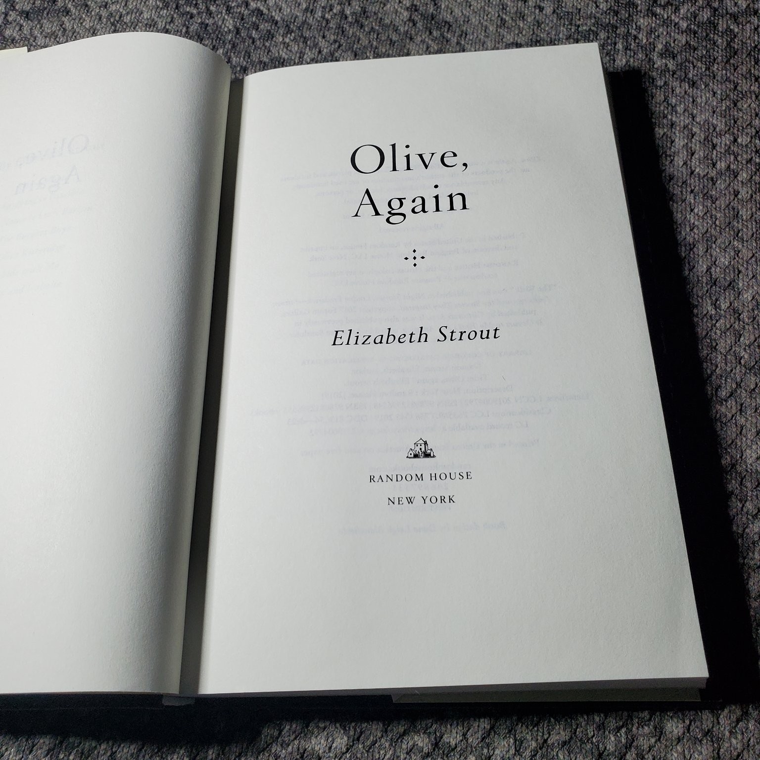 Olive, Again Elizabeth Strout 2019 First Edition Pulitzer Prize Fiction Random