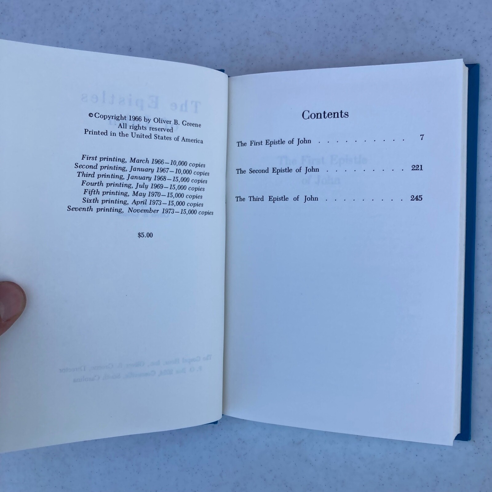 Epistles of John by Oliver Greene 1966 Hardcover