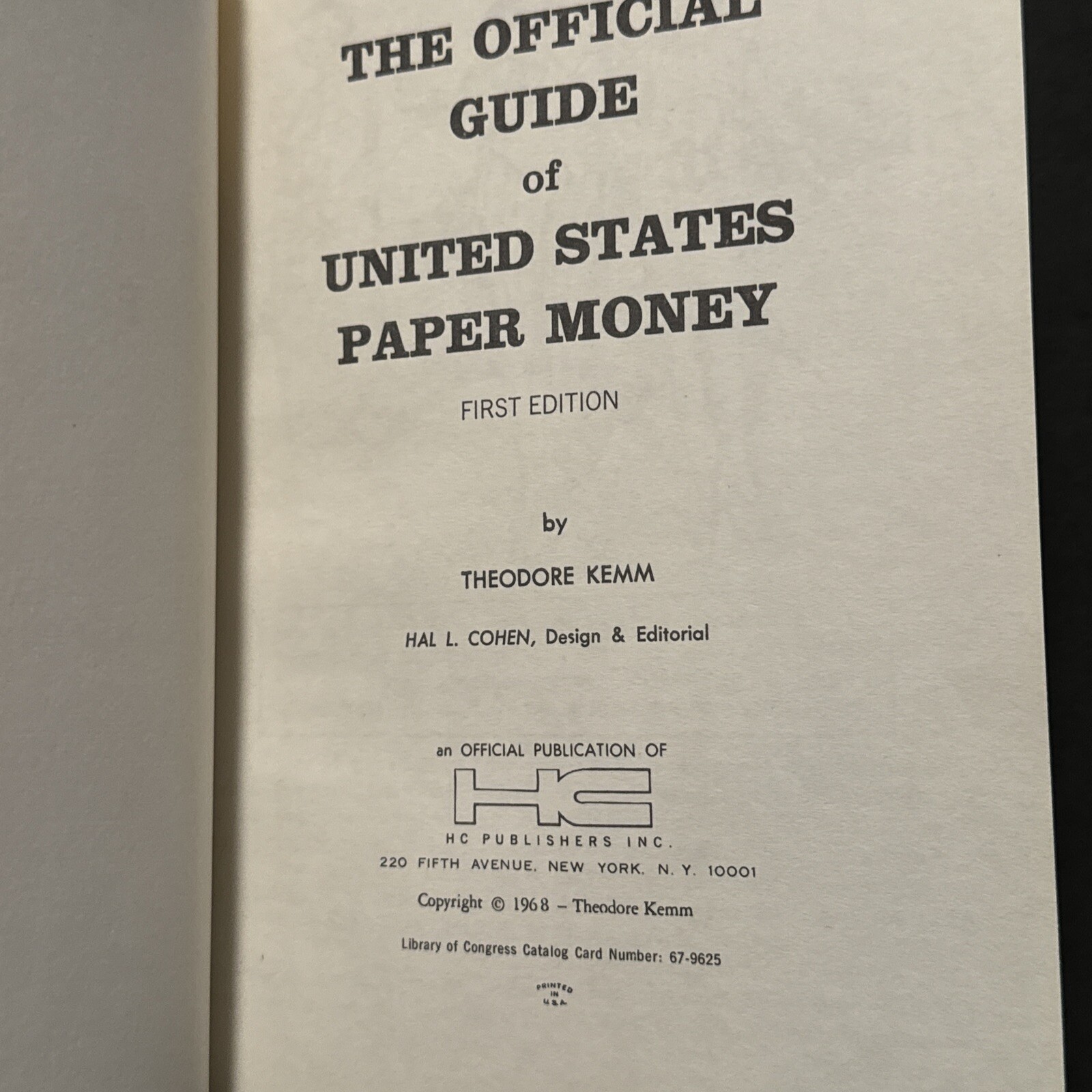 The Official Guide of United States Paper Money Mini SC Used 1968
