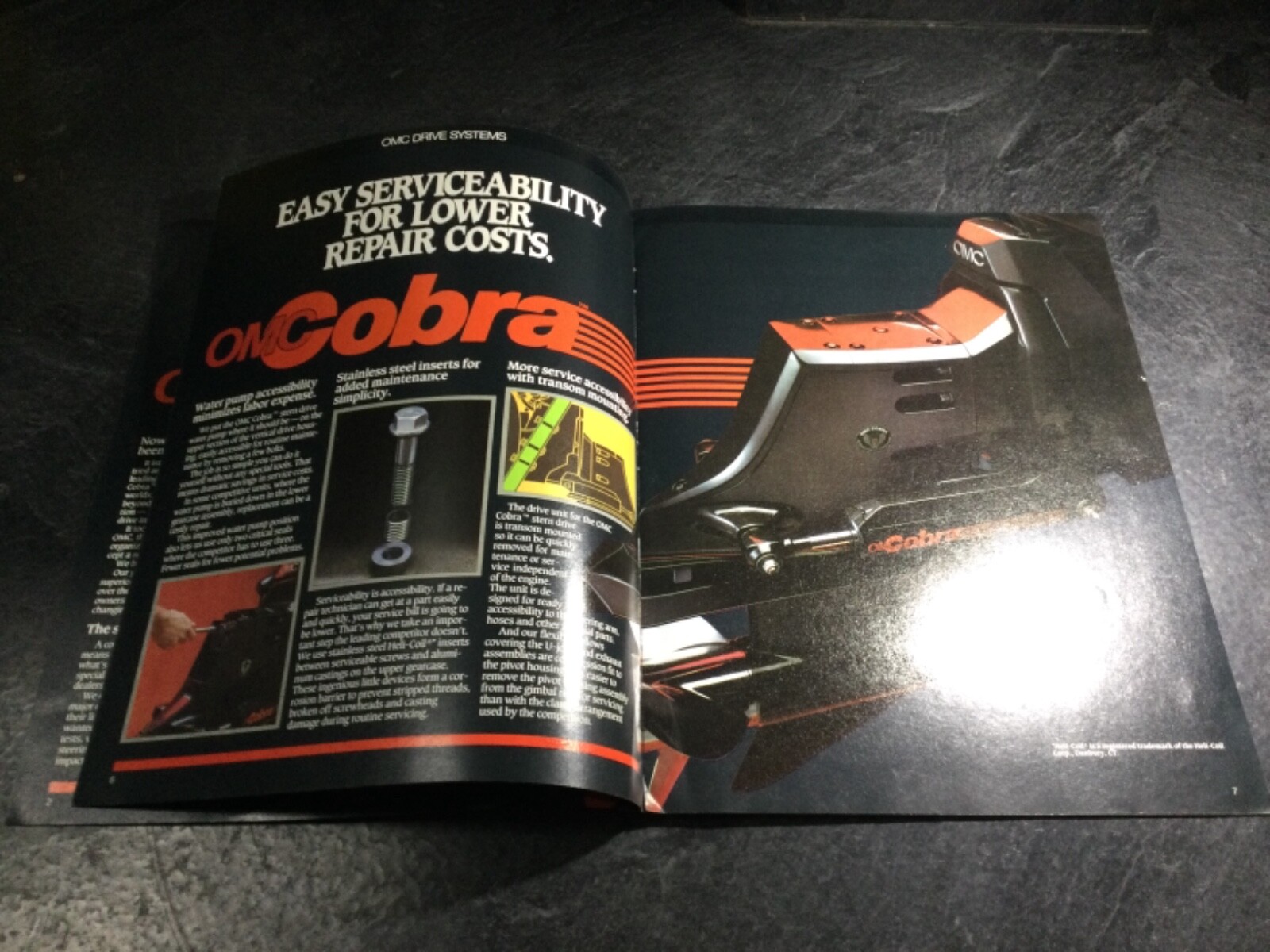 1985 OMC Cobra Stern drive Brochure Catalog 2.5L 3.0L 4.3L 5.0L 5.7L V8 4 cyl V6