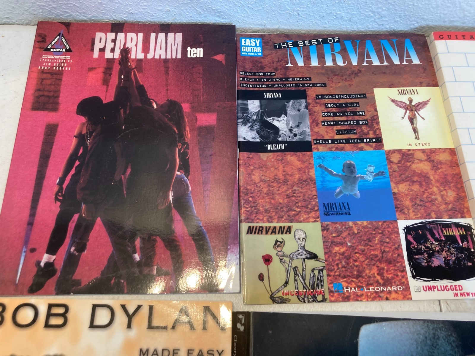 Lot of 6 Rock Guitar Tab Songbooks – Pink Floyd Nirvana Pearl Jam Bob Dylan