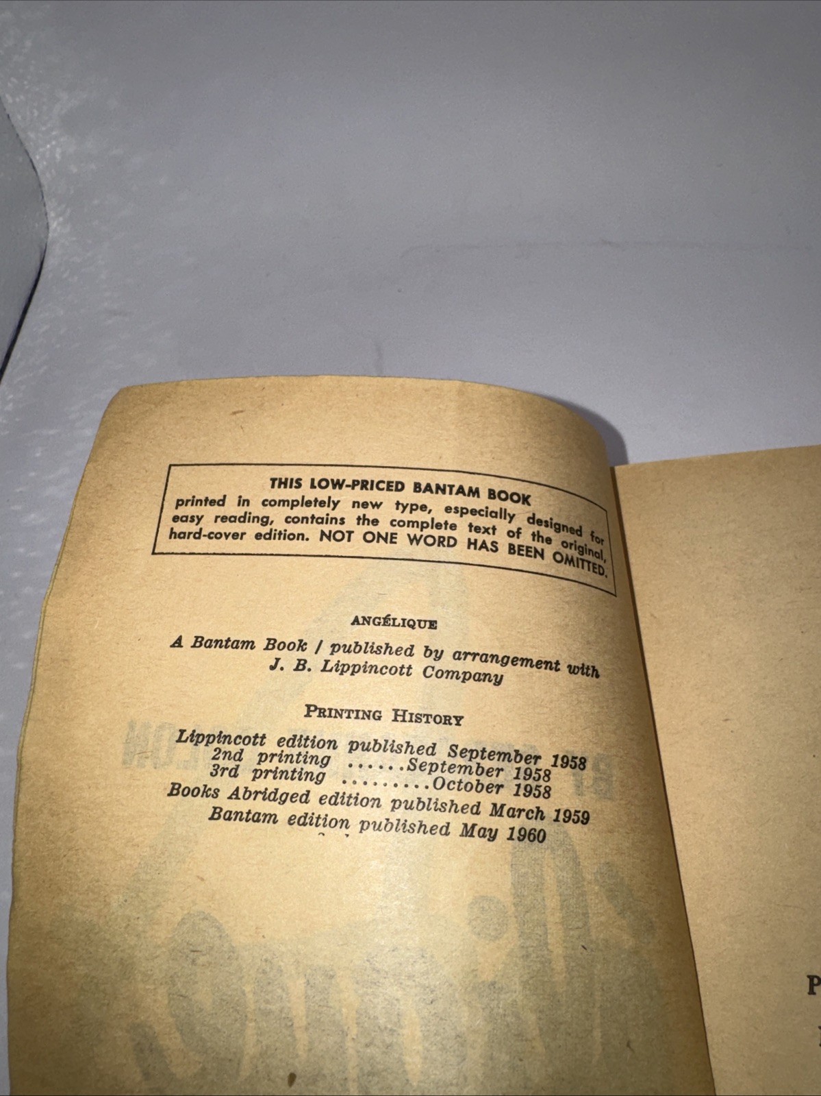 Angelique book 1 by Sergeanne Golon paperback 1960 pub.