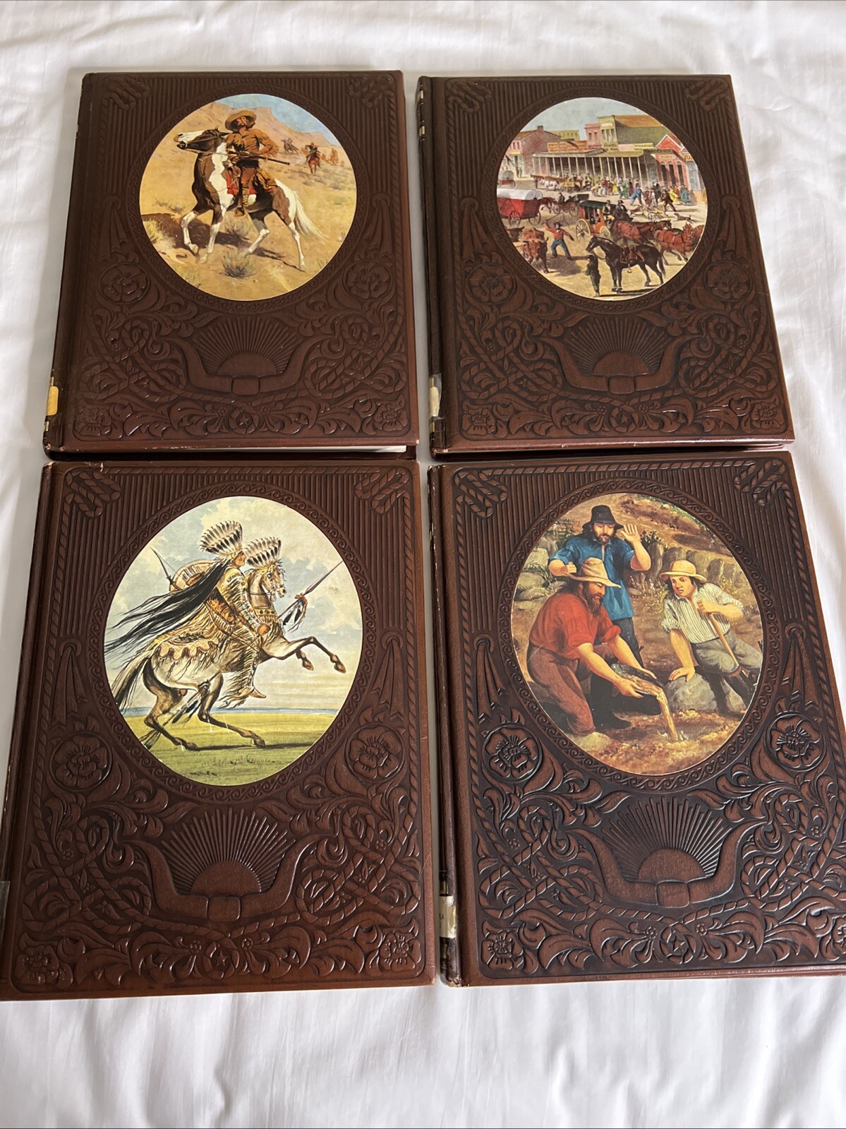 Time Life Books The Old West Series Brown Faux Leather – Lot of 4 Books