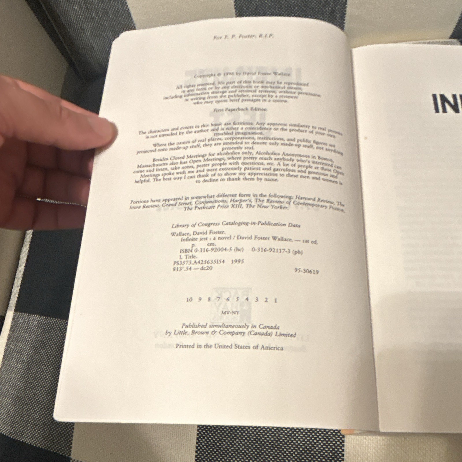 David Foster Wallace Infinite Jest First Paperback Edition First Printing