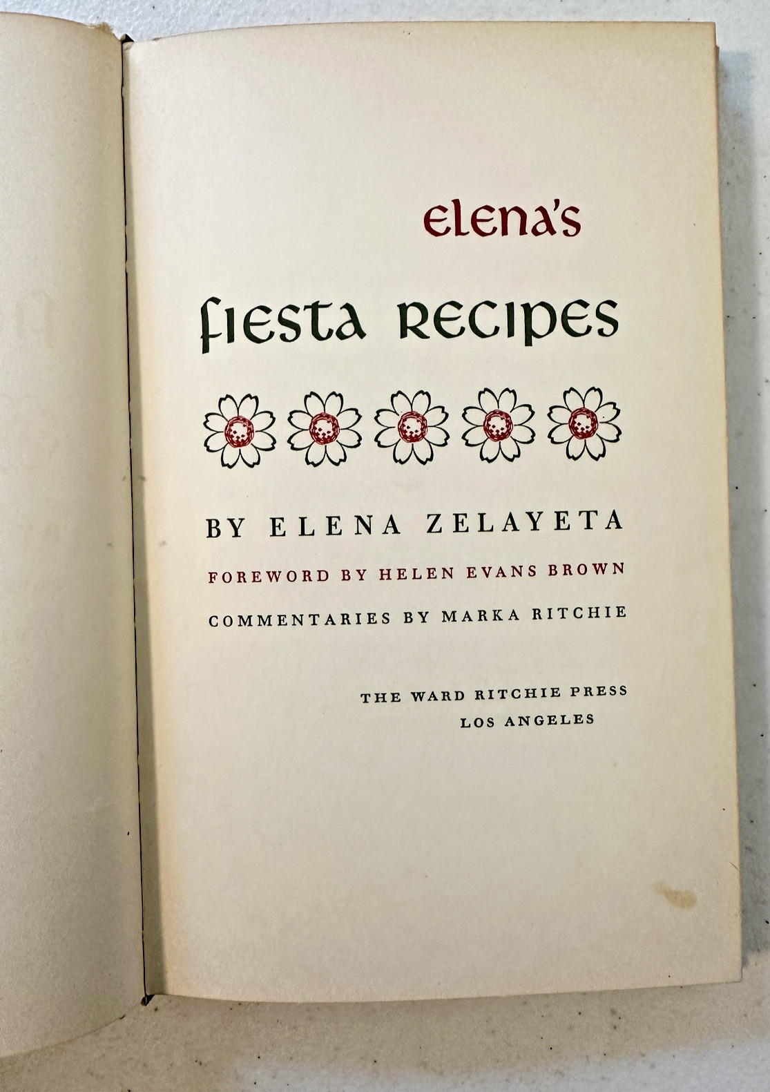 Elena’s Fiesta Recipes 1952 HC 1st cooking cook book Ward Ritchie Elena Zelayeta