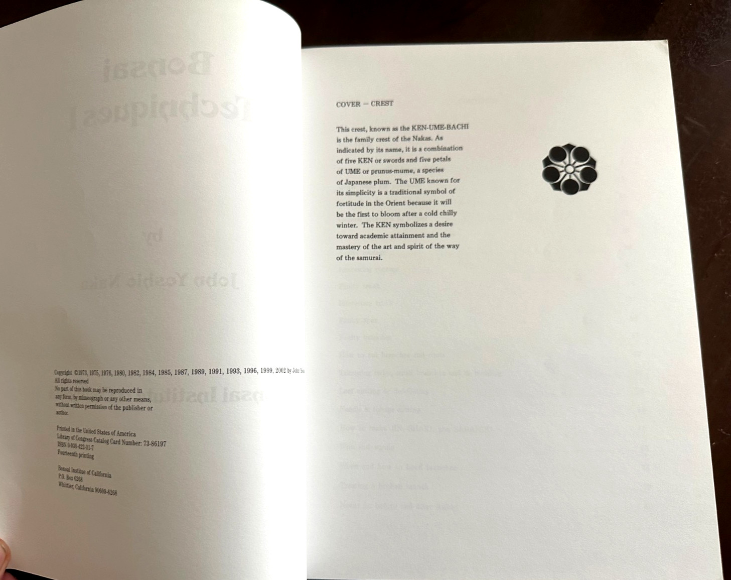 BONSAI TECHIQUES I by John Yoshio Naka (269 pages, Paperback)