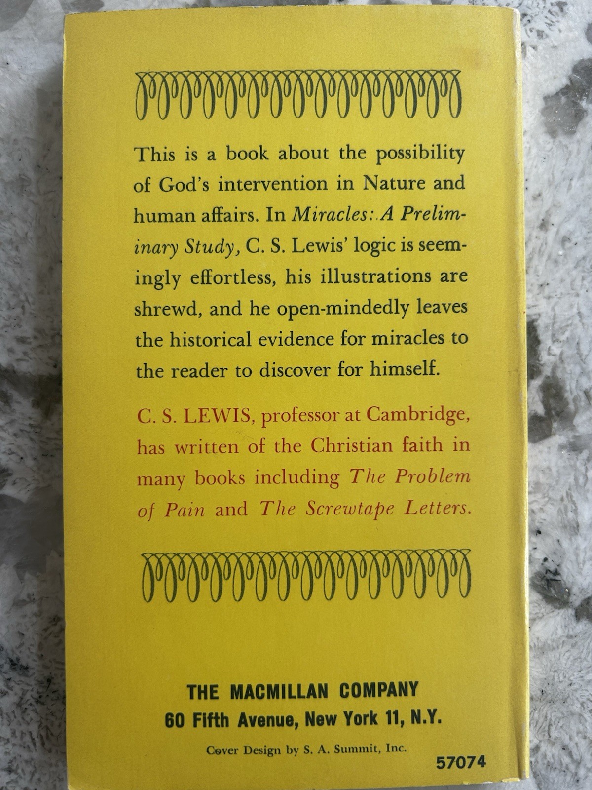 Miracles A Preliminary Study by C. S. Lewis 1947 paperback