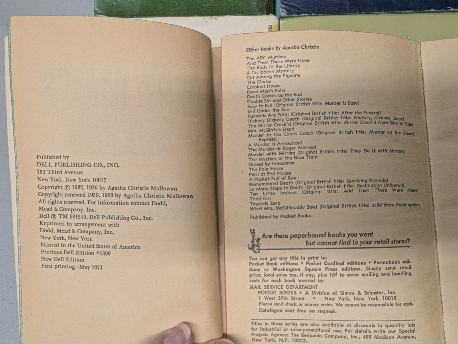 Agatha Christie $0.75 orig price vintage paperbacks 20 titles 1970s PB G 260407
