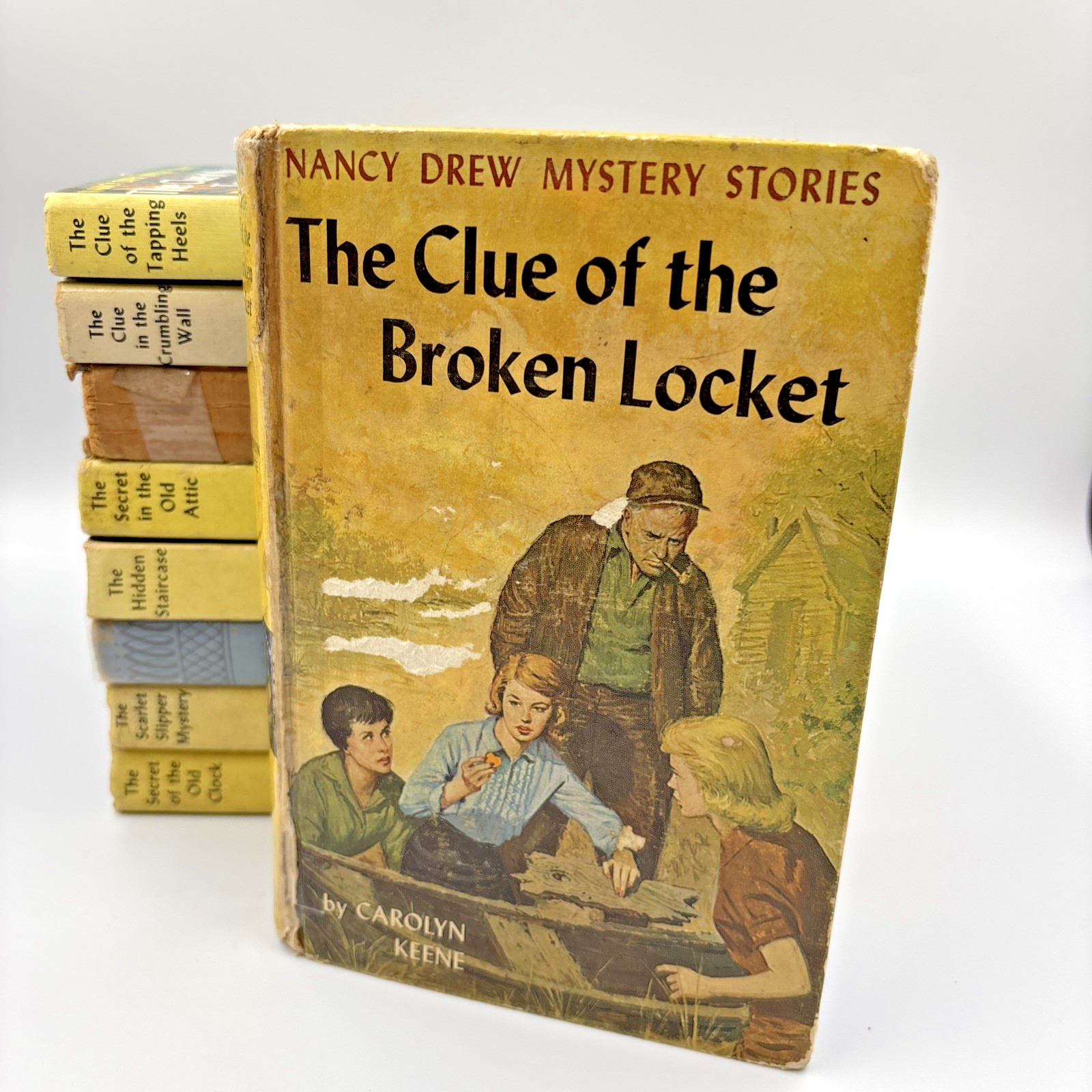 9 Vintage 1930s -50s Nancy Drew Books Covers Blue Yellow Carolyn Keene