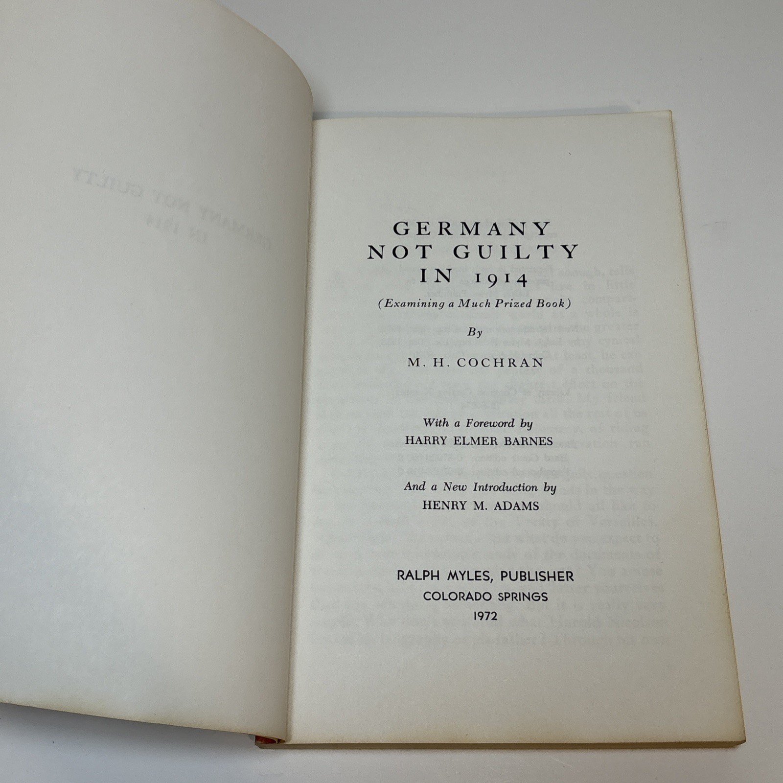Germany Not Guilty in 1914 by M. H. Cochran (Paperback, 1972) World War I WWI