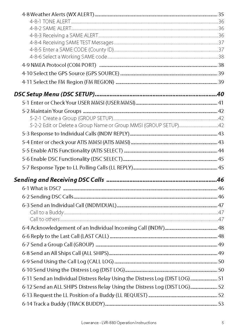 Lowrance LVR 880 VHF Radio Operator Manual Instructions: 76 Pages, Color, Coiled