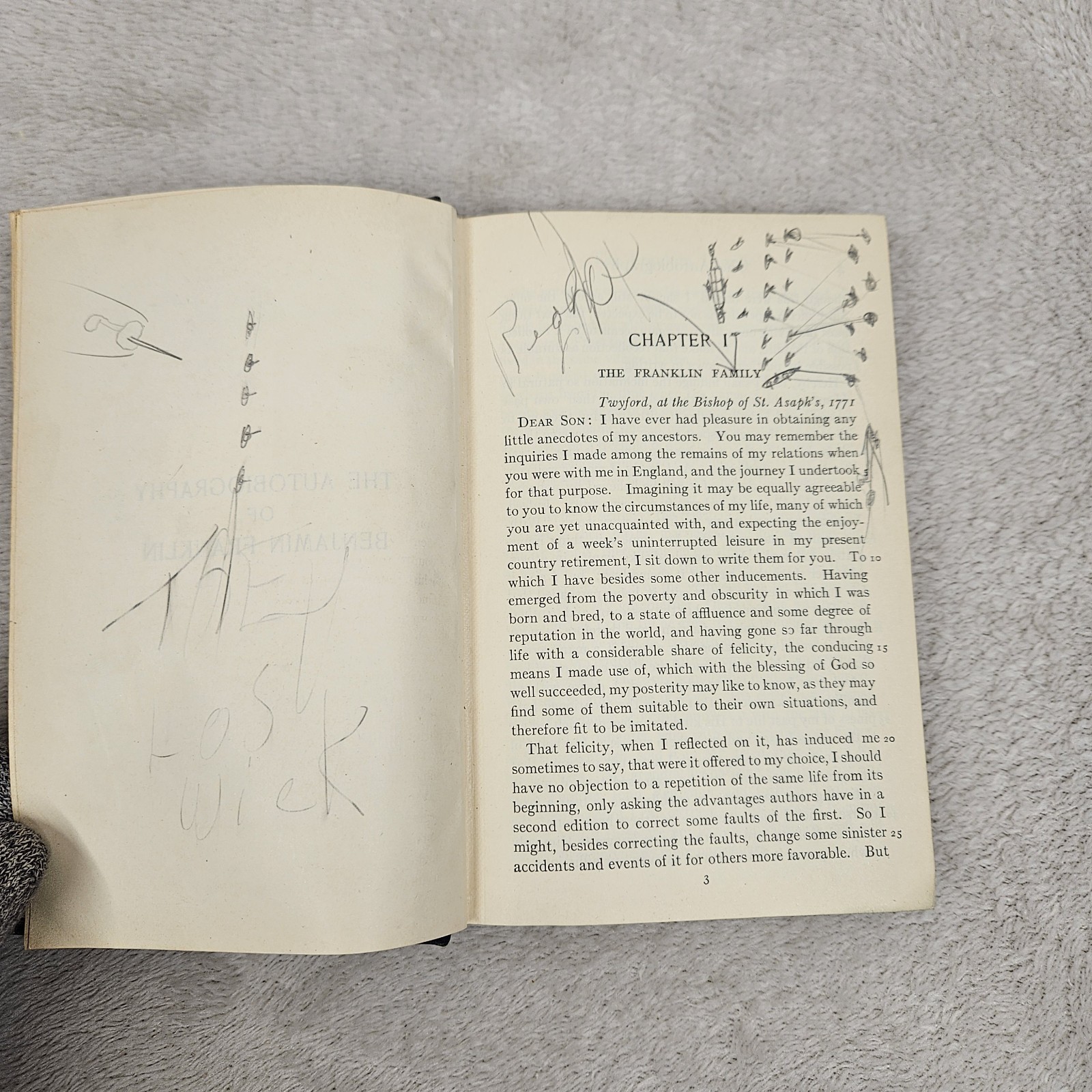Autobiography Of Benjamin Franklin & Other Papers Set Of 2 Vintage Hardcover
