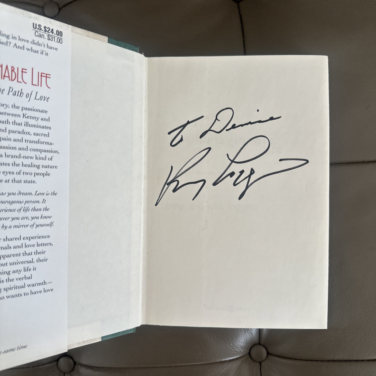 The Unimaginable Life Signed 1st Ed Kenny and Julia Loggins HC w/ CD 52400